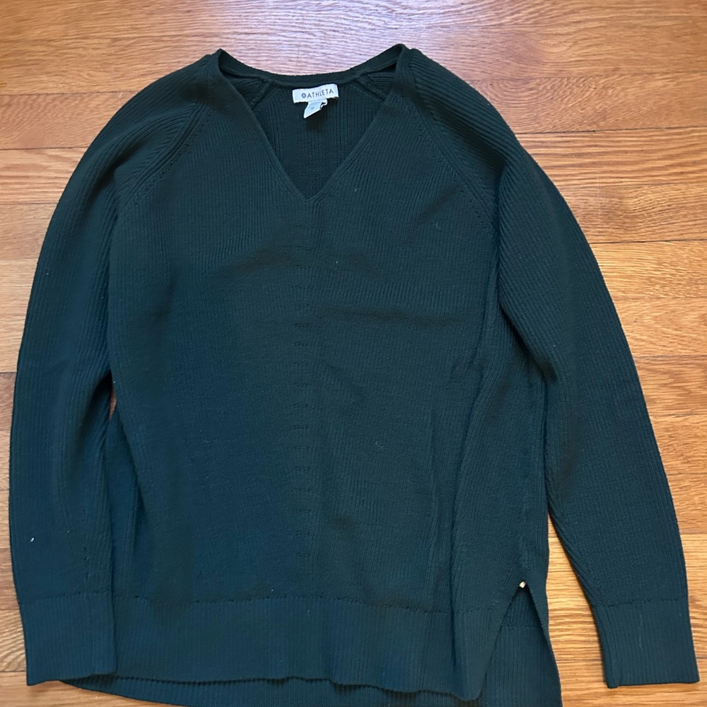 Athleta V Neck Sweater Hunter Green